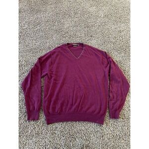 Peter Millar Cashmere Silk Sweater V Neck Maroon Men Size XL Made In England